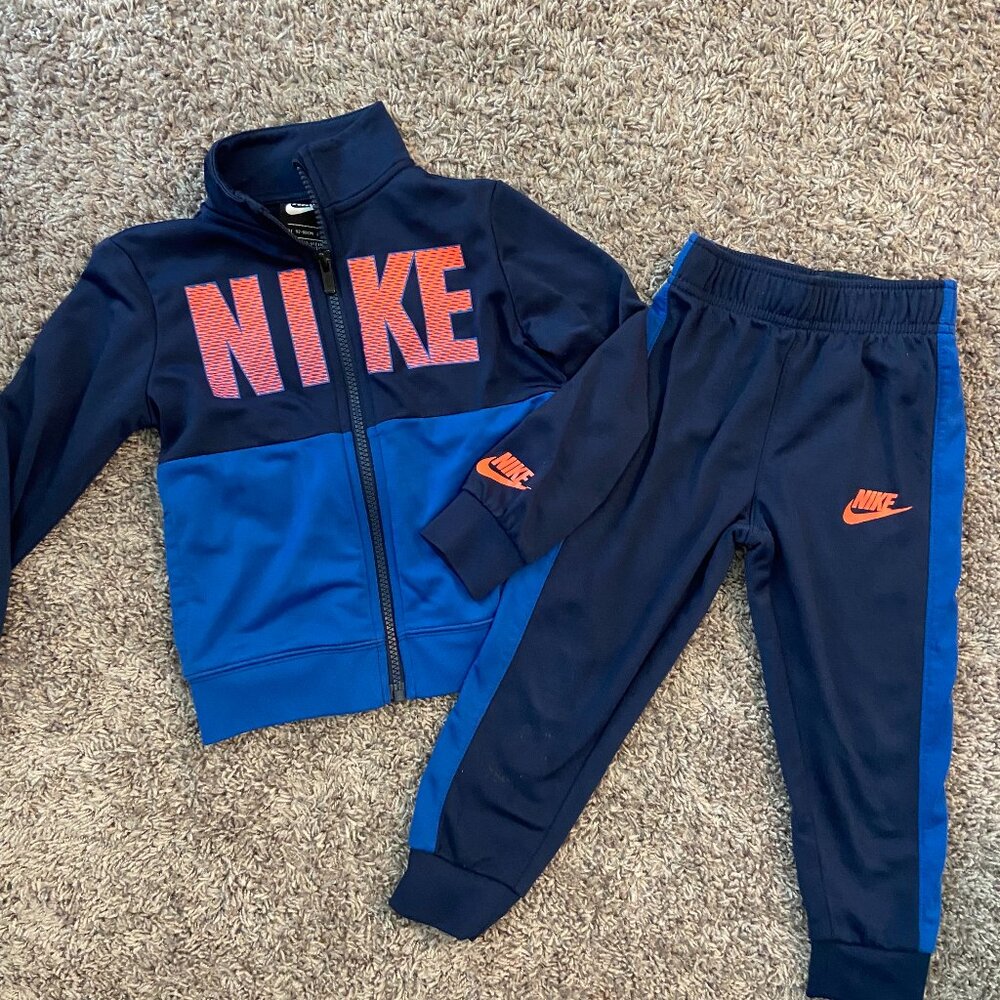 3T Toddler Nike Track Suit Matching Set Navy Blue Orange